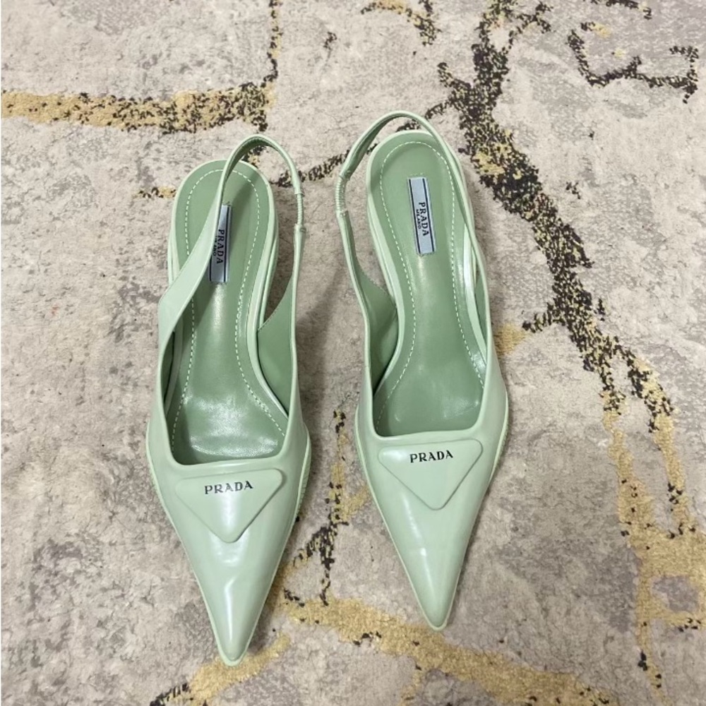 Prada Soft padded leather slingback pumps